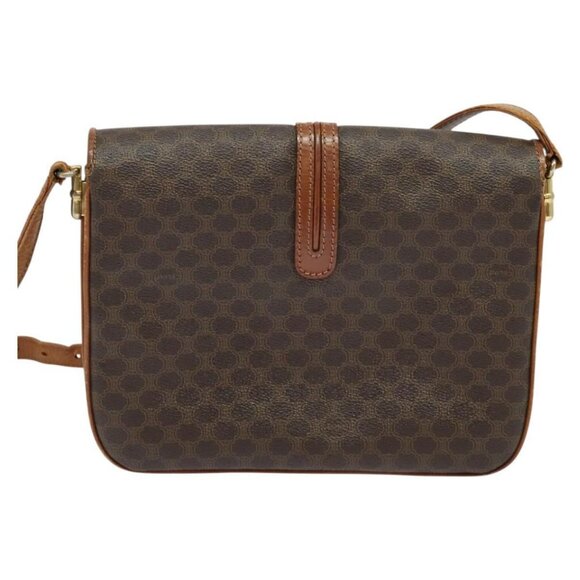 CELINE Macadam Canvas Shoulder Bag PVC Leather Brown Gold Auth - Picture 12 of 16